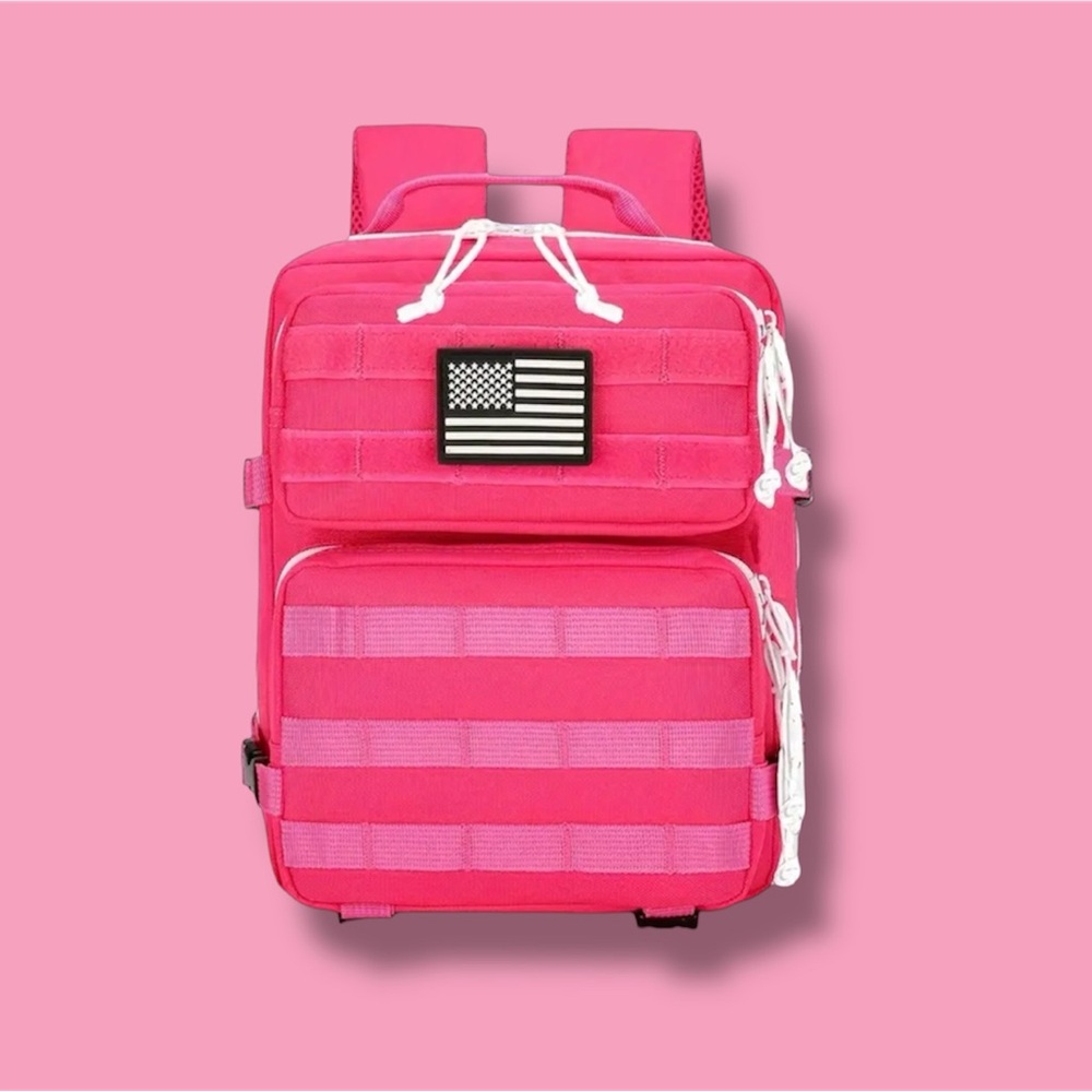 Pink Tactical Backpack with Flag Patch